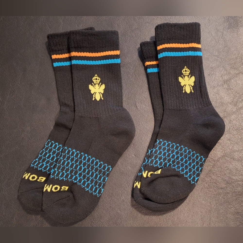 Bombas Black Socks ●Kids● Blue and Orange Stripes ☆SIZE XS☆ NEW ▪︎2 PAIR▪︎